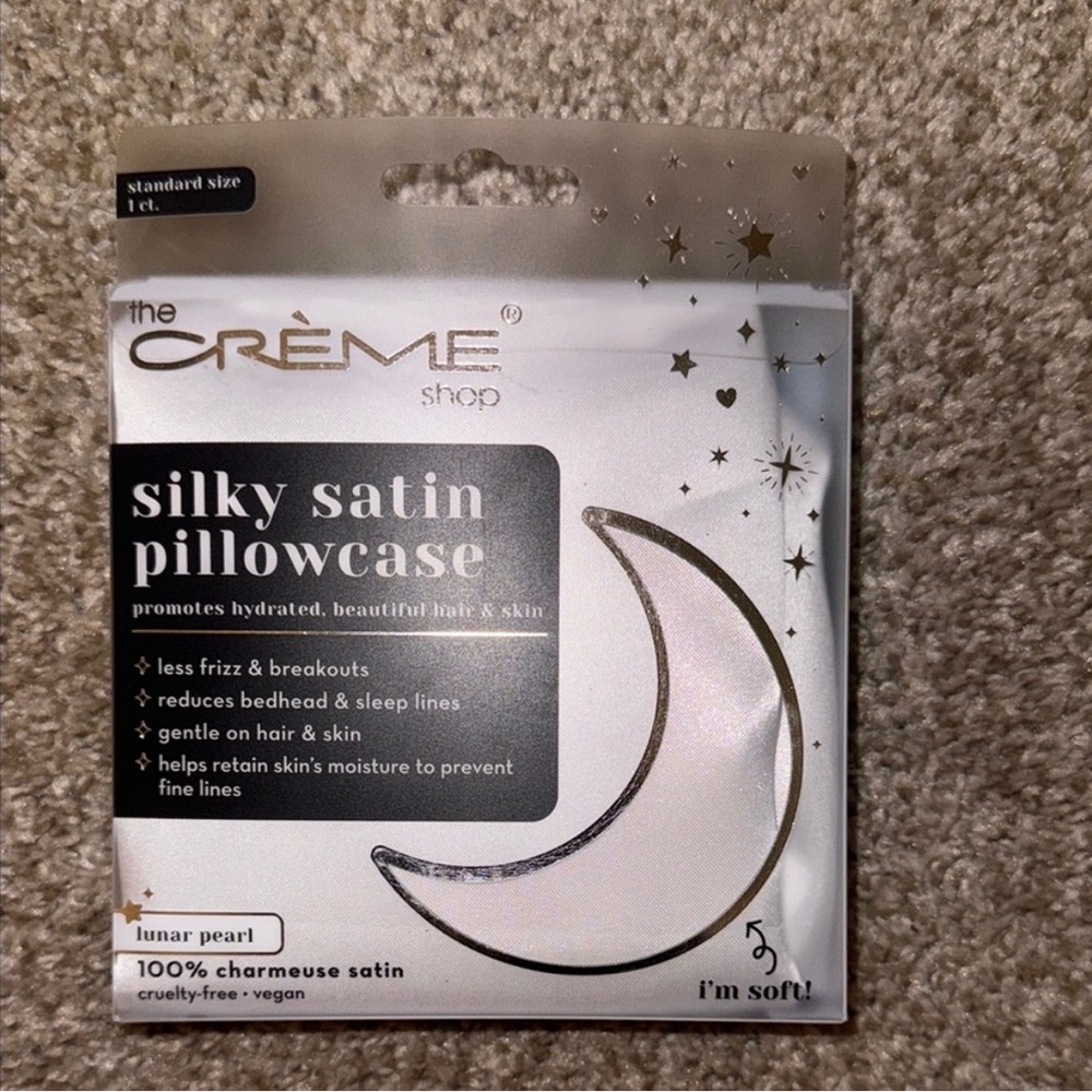 The Crème Shop Silky Cashmere Satin Pillowcase- Lunar Pearl
